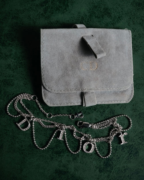 "Christian Dior" 00’s pavé letter charm multi chain bracelet