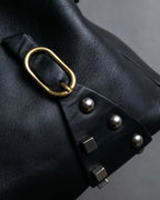 "CELINE" Various studs horizontal leather 2way bag