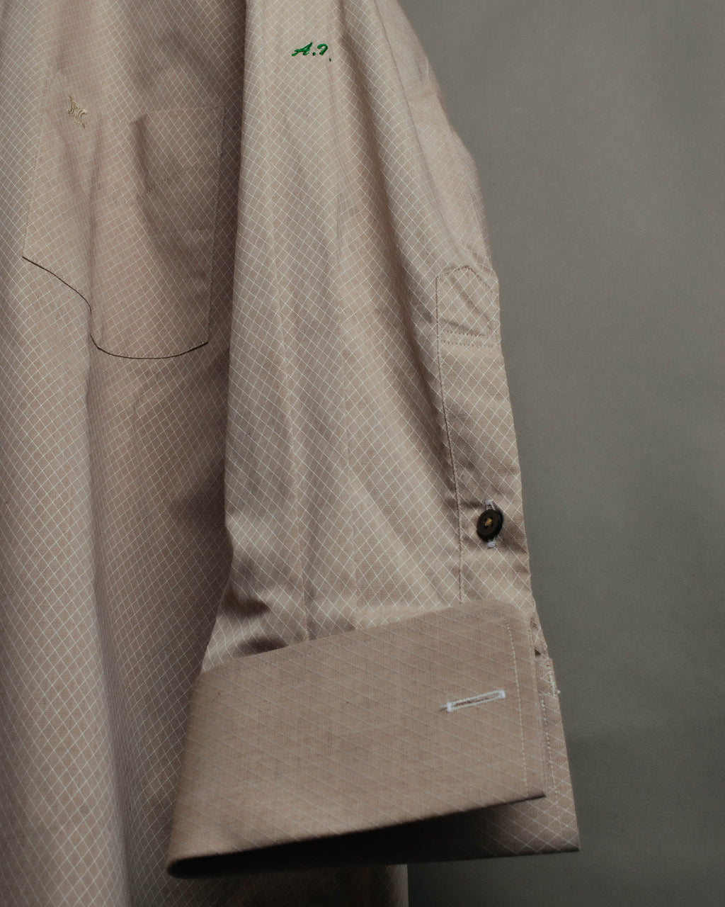 "CELINE" 80's-00's Classic diamond check long sleeve dress shirt