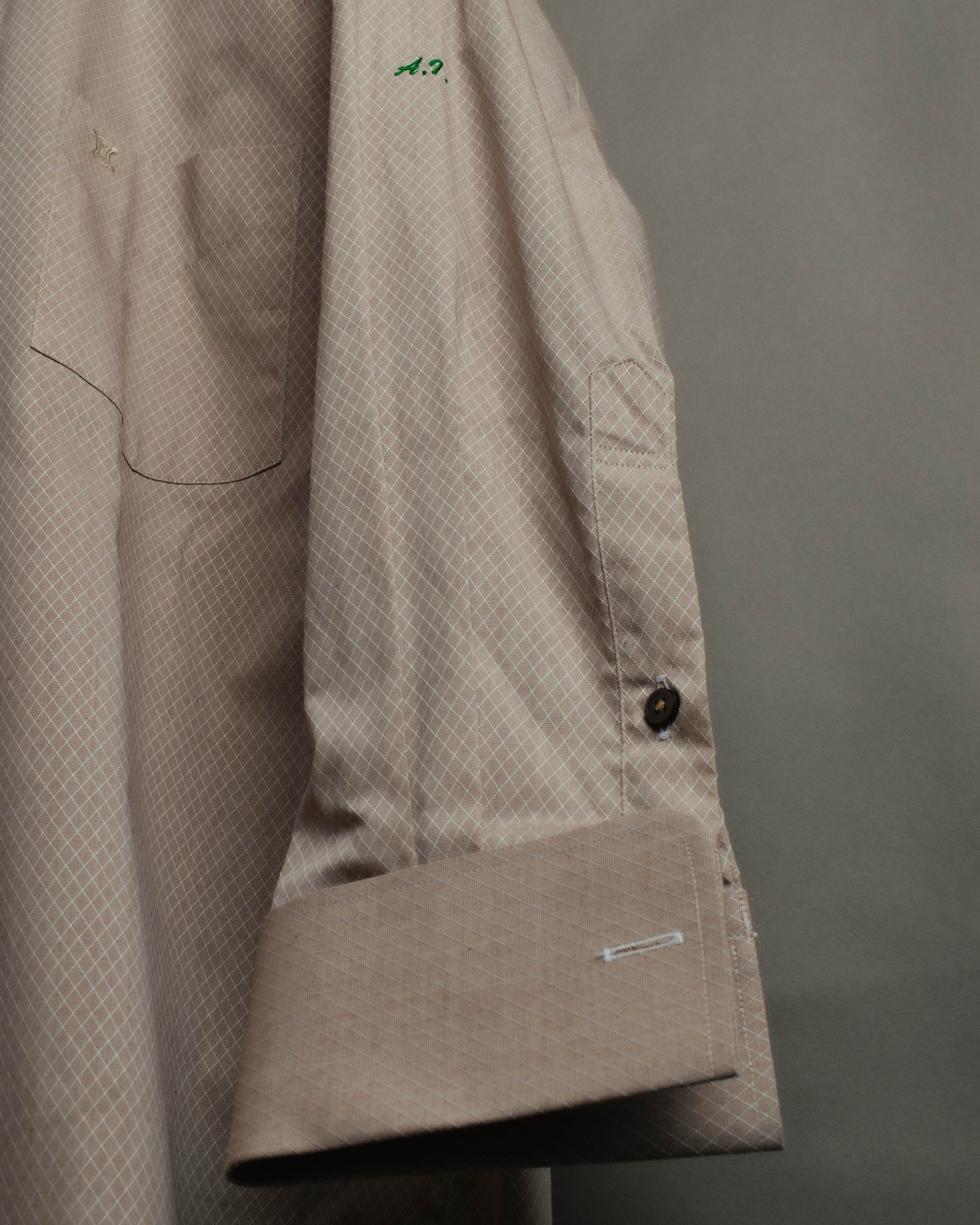 "CELINE" 80's-00's Classic diamond check long sleeve dress shirt