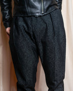 "CELINE" Shiny striped wide tapered slacks
