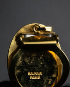 "BALMAIN" Abstract line motif scarf clip pendant