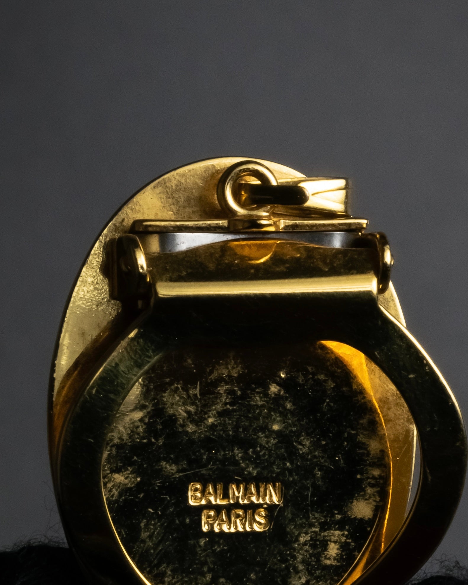 "BALMAIN" Abstract line motif scarf clip pendant