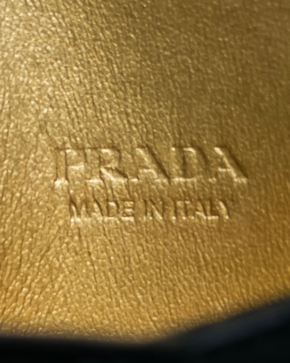 “PRADA” Letter-shaped gold-lined leather document case