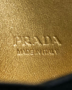 “PRADA” Letter-shaped gold-lined leather document case