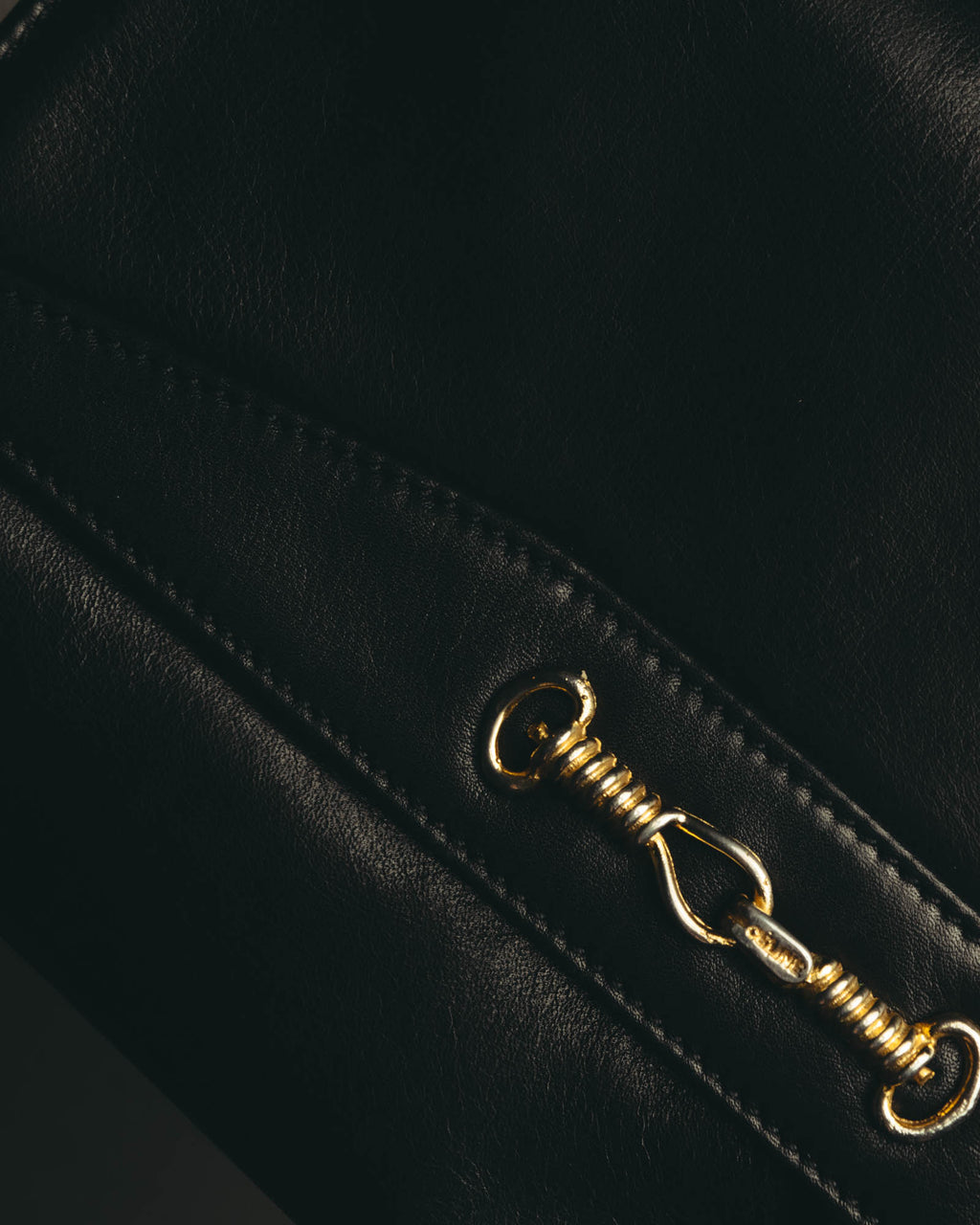 "CELINE" 70's-80's Classic horsebit leather shoulder handbag