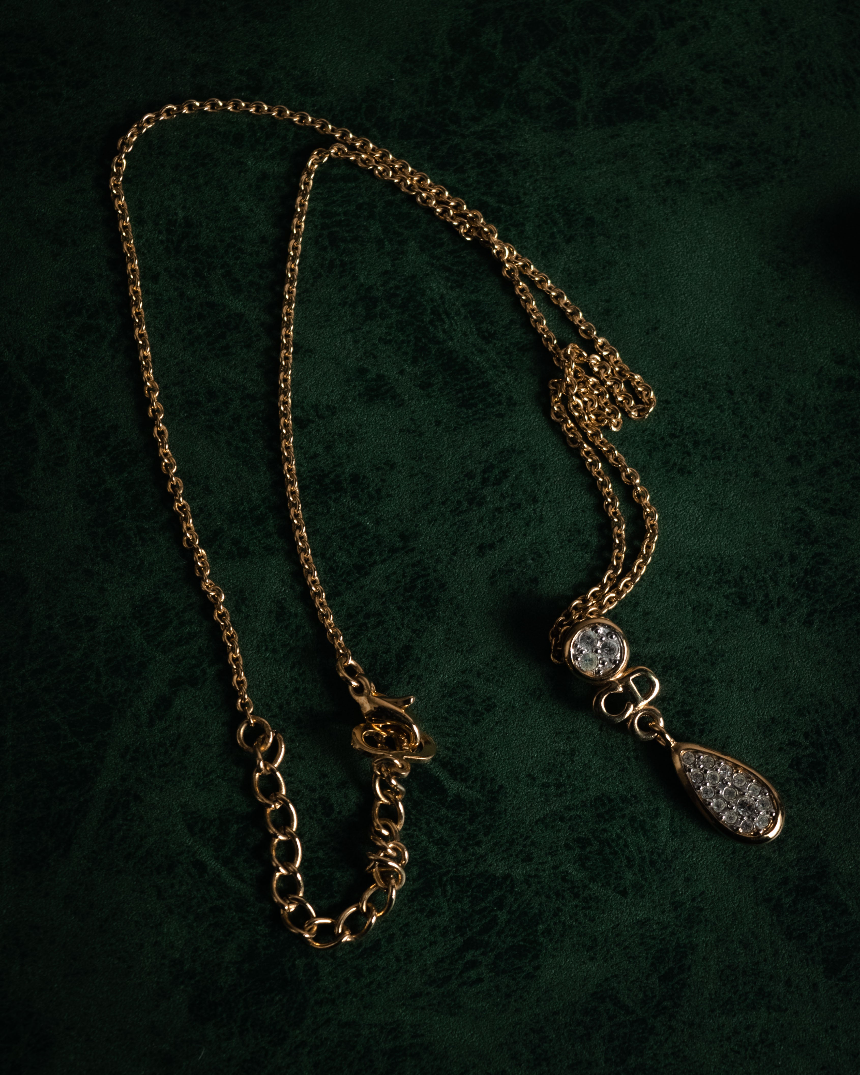 "Christian Dior" 00’s crystal pave cd drop necklace and earrings set