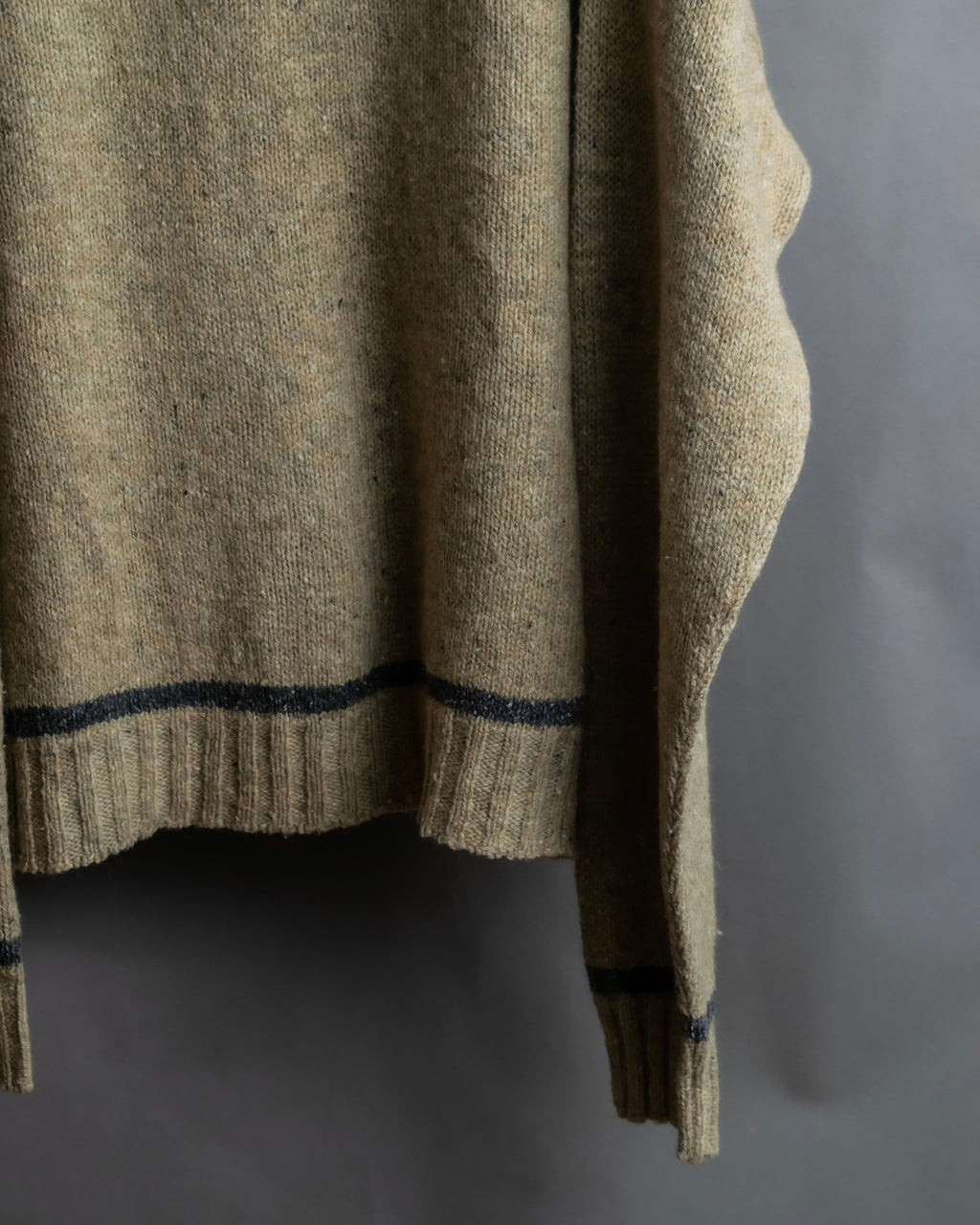 "Vintage oversized ribbed V-neck knit pullover"