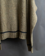 "Vintage oversized ribbed V-neck knit pullover"