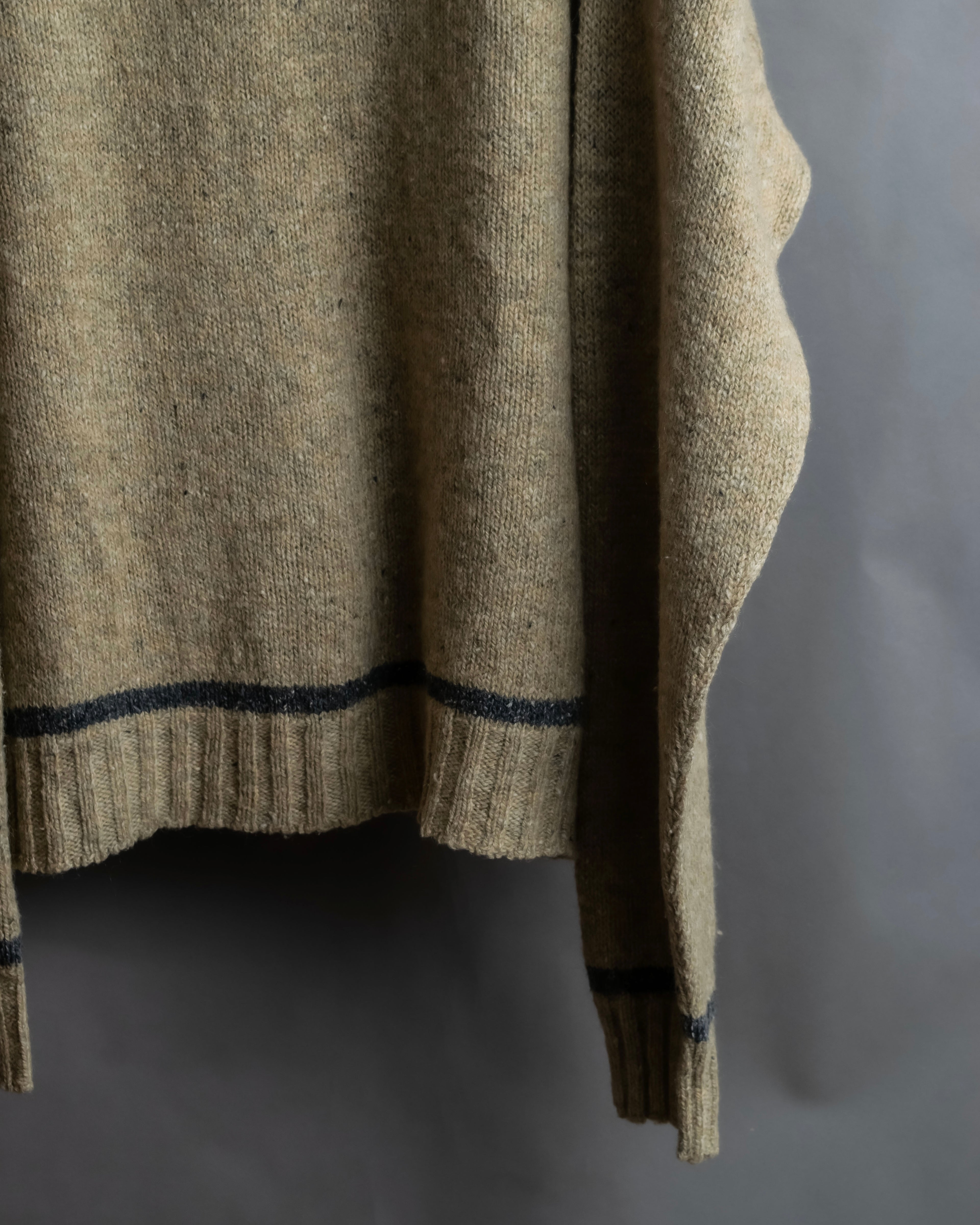 "Vintage oversized ribbed V-neck knit pullover"