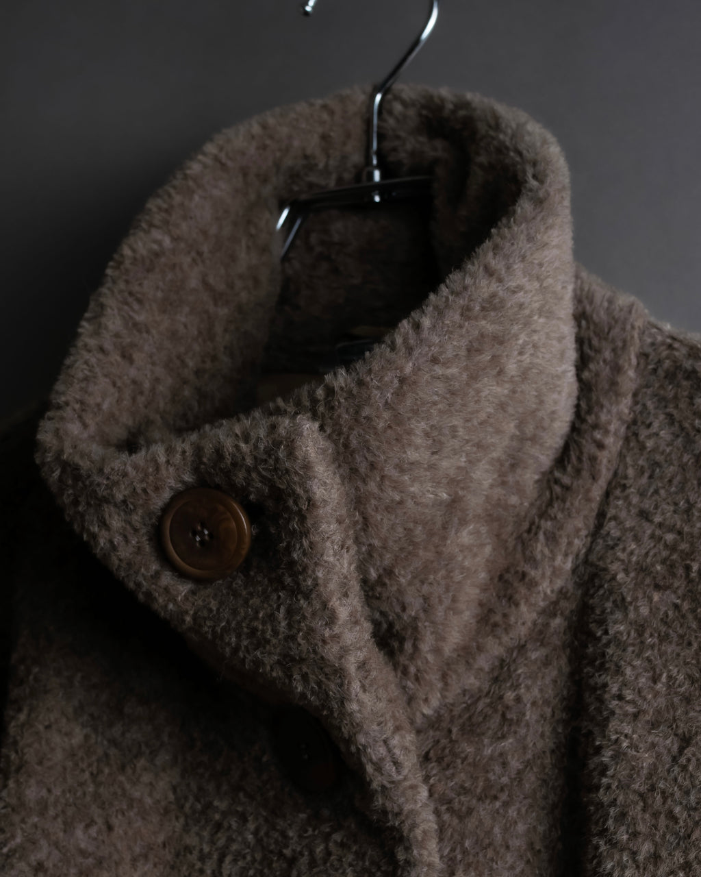 "Max Mara" Alpaca mix brown stand collar long coat