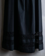 "tricot COMME des GARCONS"  Lace design at hem flare skirt