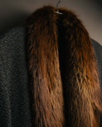 -SPECIAL- "GUCCI" 00's-10's Luxurious beaver fur-collar wool overcoat