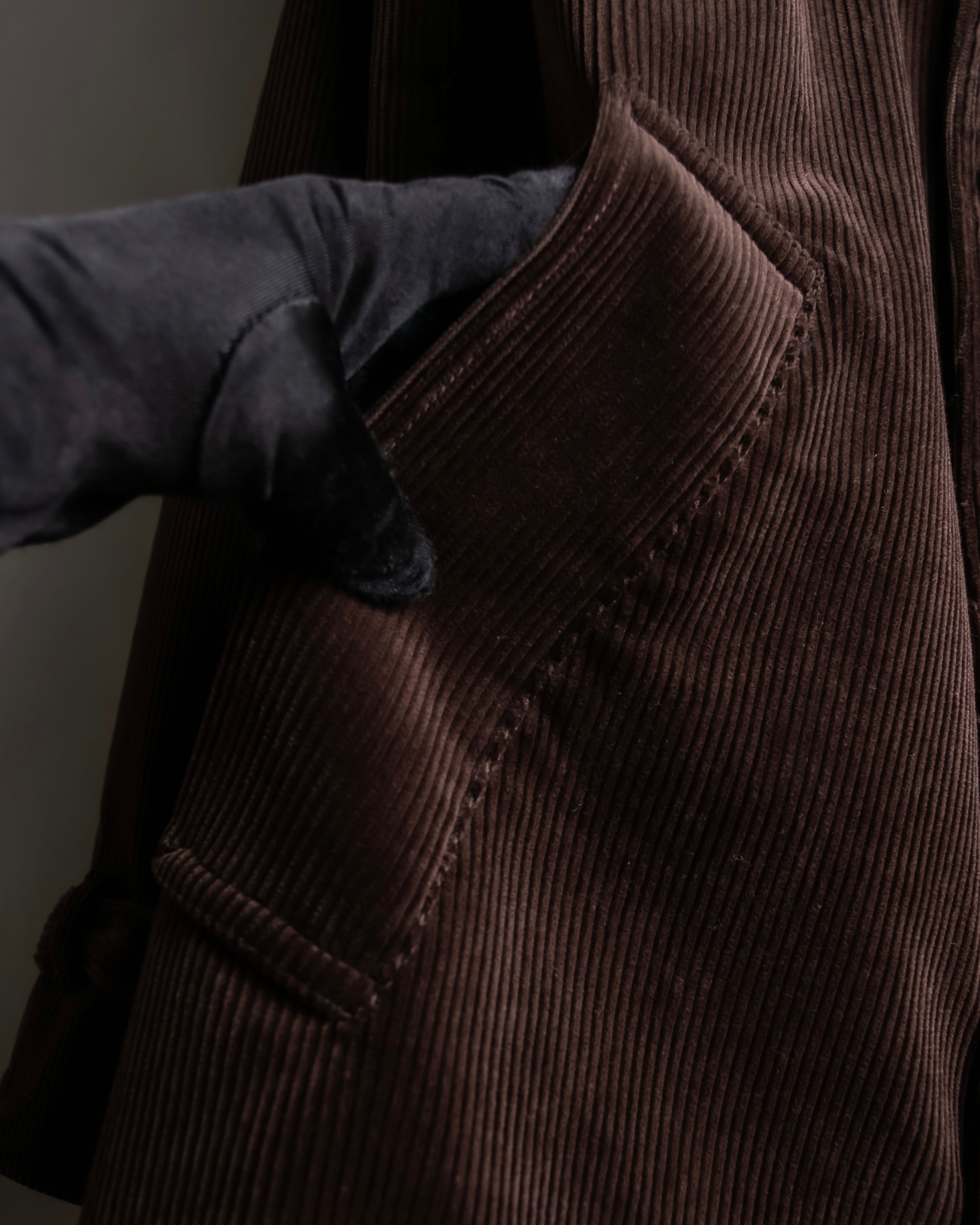 "Barbour" Wide ribbed corduroy maxi-length trench coat