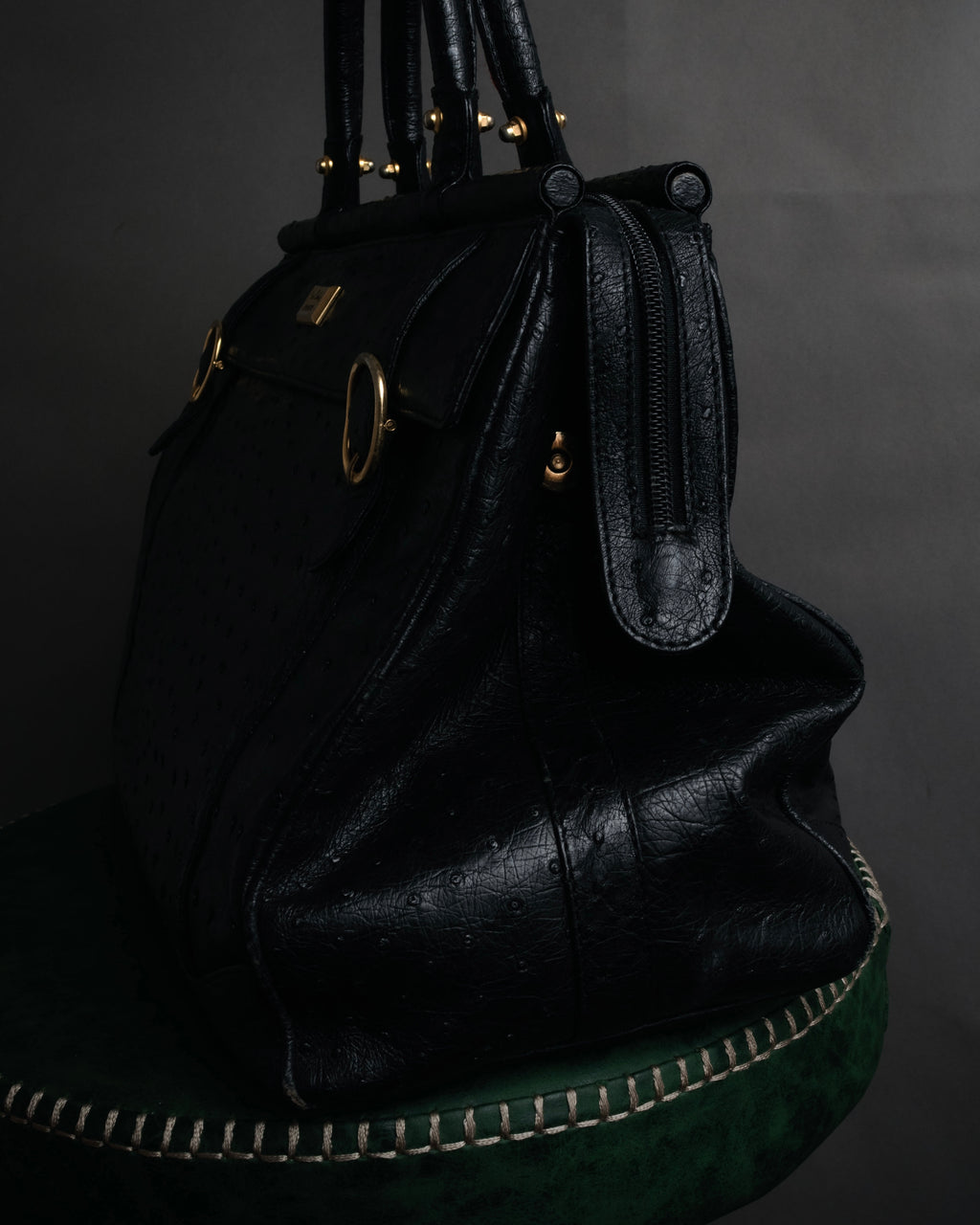 “pierre cardin” 80’s-90’s Ostrich leather structured doctor bag