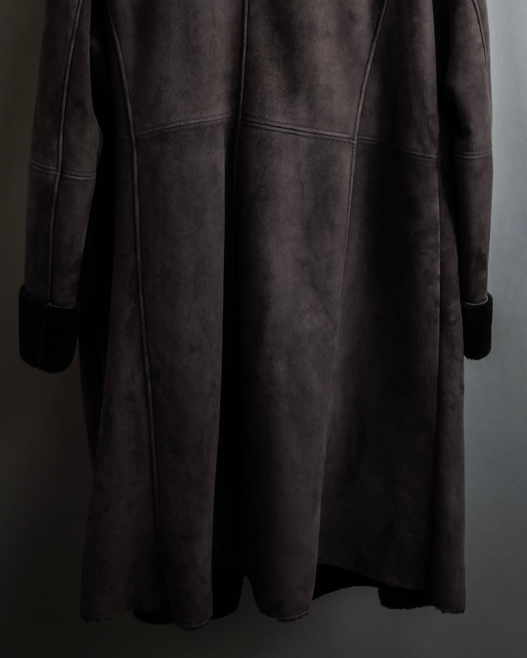 "NORTH BEACH" Smoky lamb fur design suede leather coat