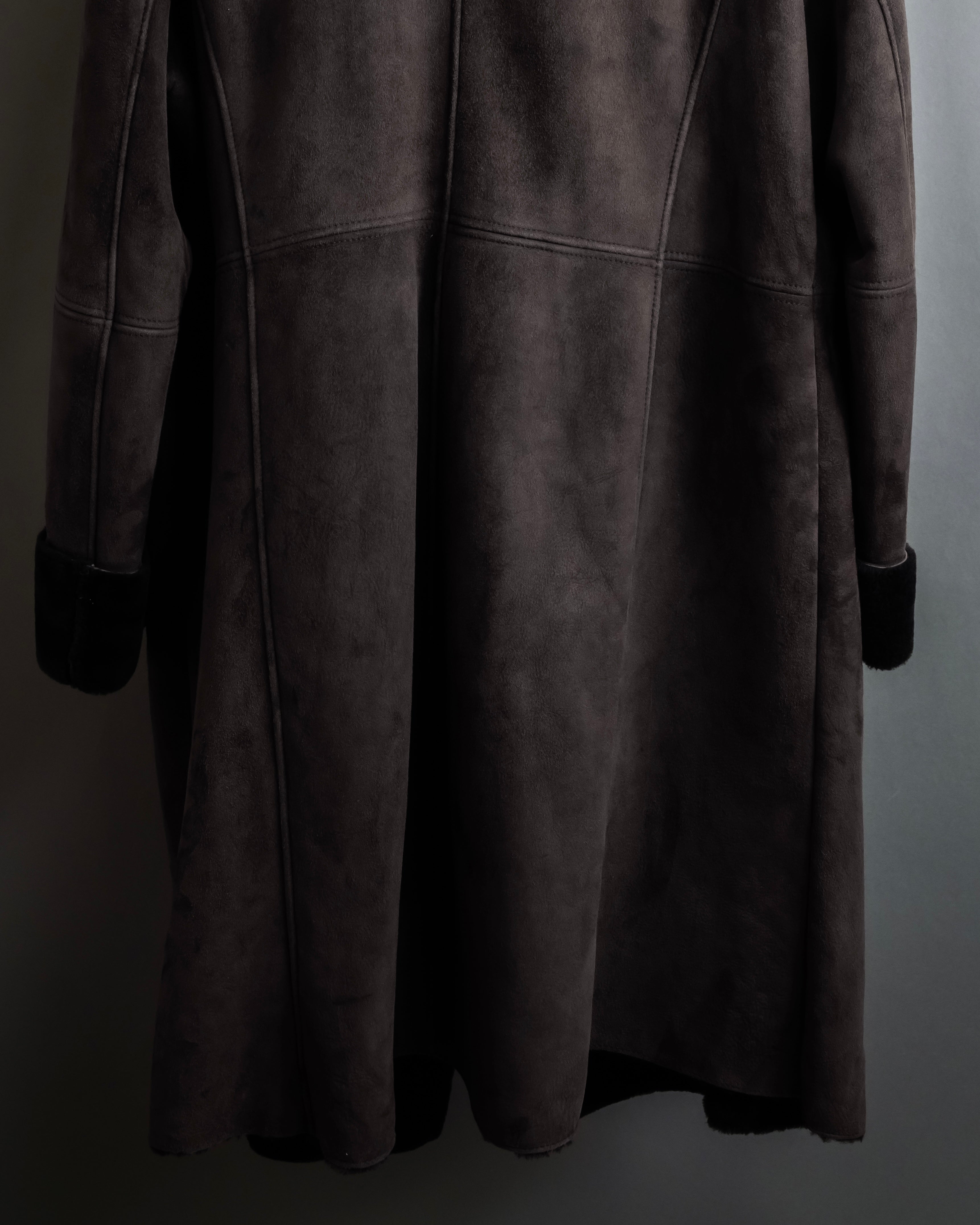 "NORTH BEACH" Smoky lamb fur design suede leather coat