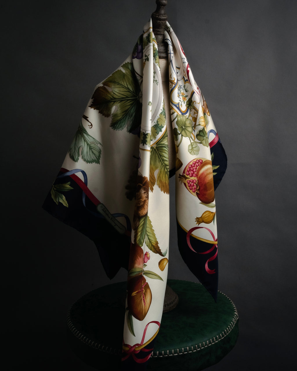 “Salvatore Ferragamo” 90’s Harvest still life silk scarf