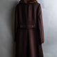 "Vintage fur collar waist shape A-line coat"