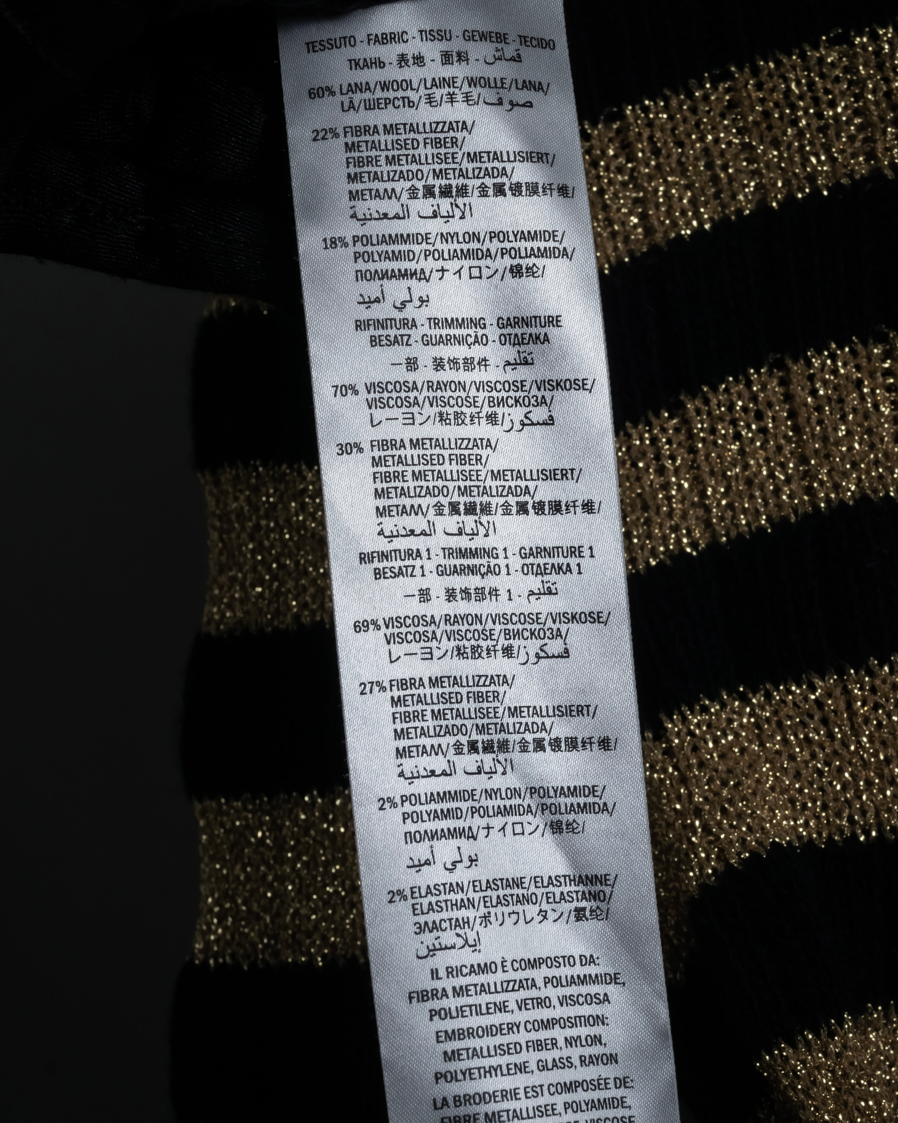 "GUCCI" 17-18aw striped lurex emblem knit sweater