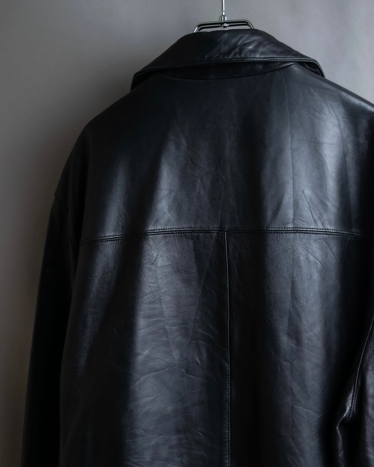 "Vintage lamb leather oversized tailored jacket"