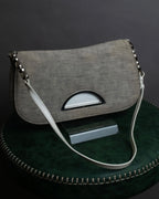 "Christian Dior" Malice Pearl Series greige color canvas shoulder bag