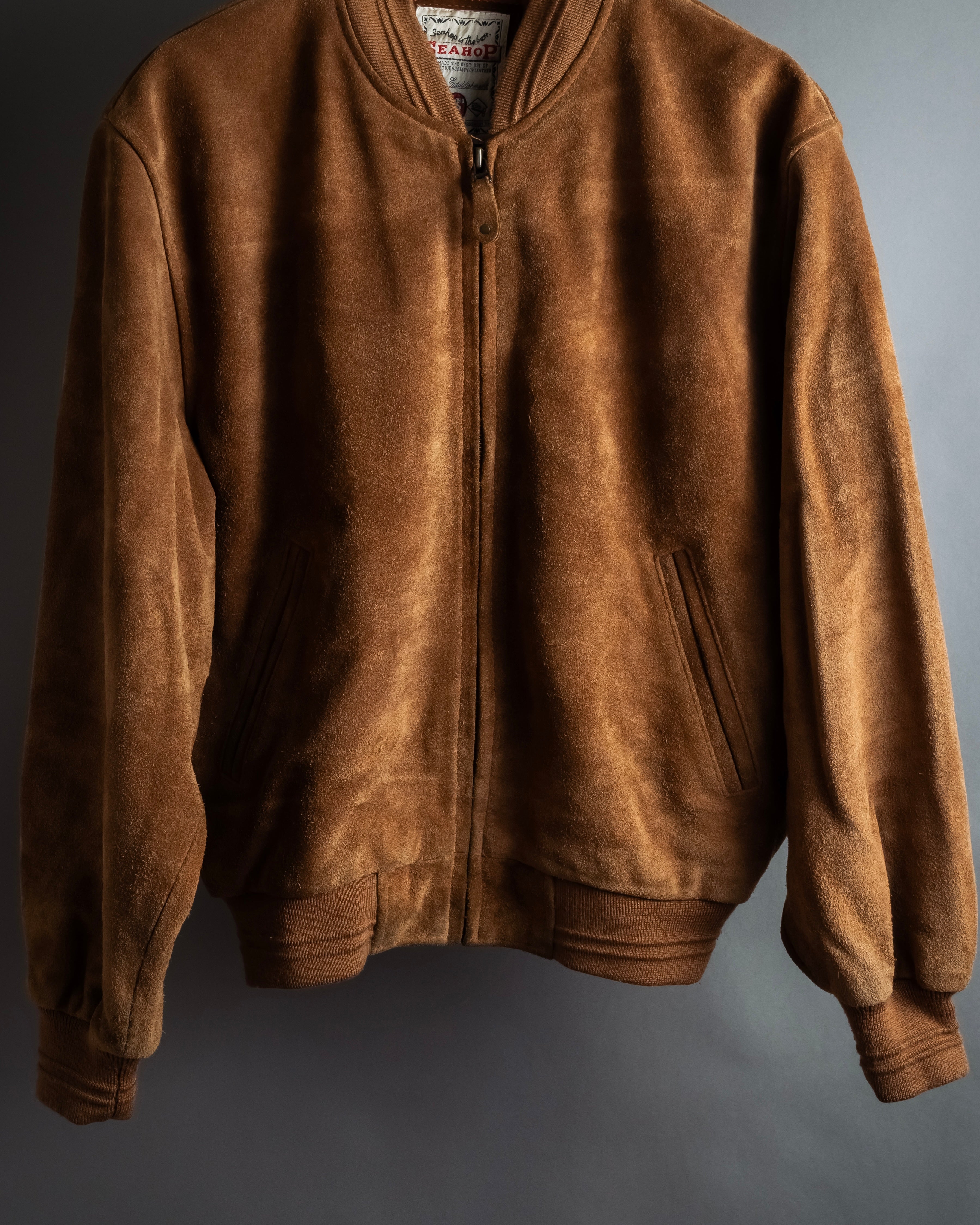 "SEAHOP" Ribbed design suede leather blouson