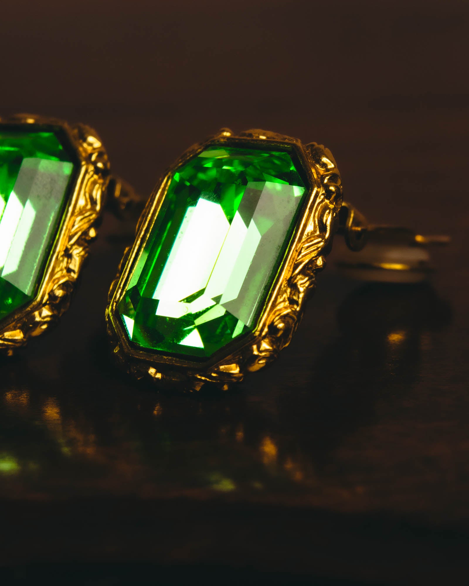 "Yves Saint Laurent" 80's-90's Emerald green clip-on earrings