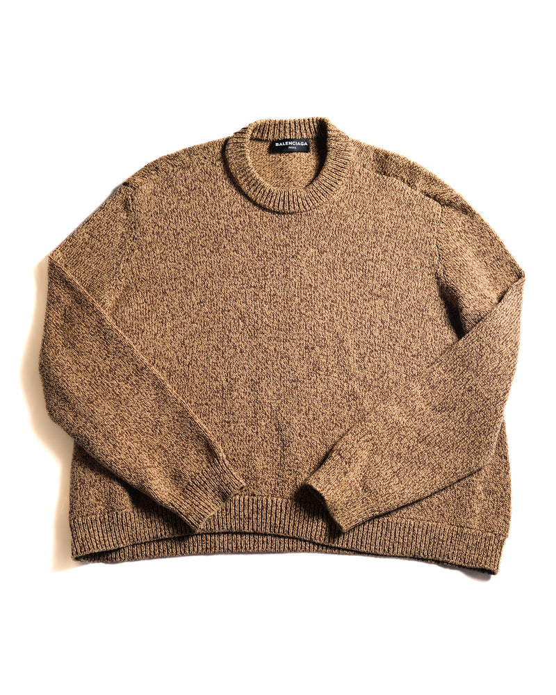 BALENCIAGA/ 2016 Oversized Crew Neck Heavy Knit Brown