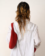 BOTTEGA VENETA/ Leather Hobo Shoulder Bag Red
