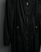 "CELINE" Gathered design hooded double zipper dress