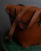 "Salvatore Ferragamo" Gold metal parts brown leather shoulder bag