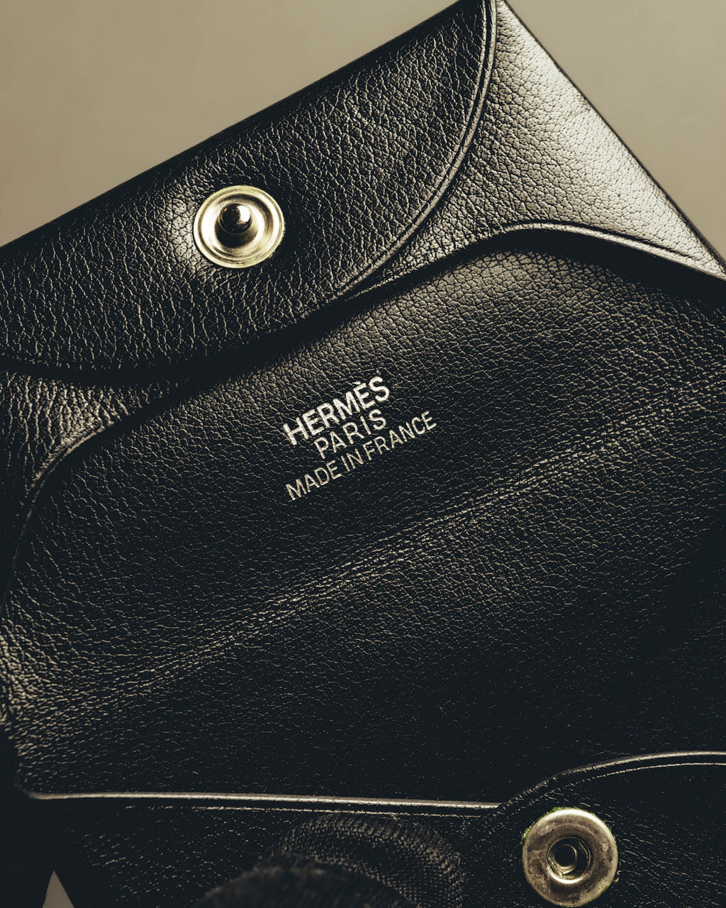 "Hermès" Black grained leather coin case
