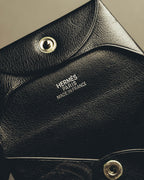 "Hermès" Black grained leather coin case
