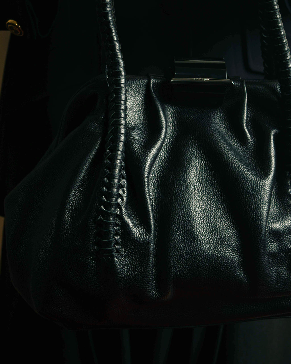 "Salvatore Ferragamo" Draping design lace-up detail leather bag