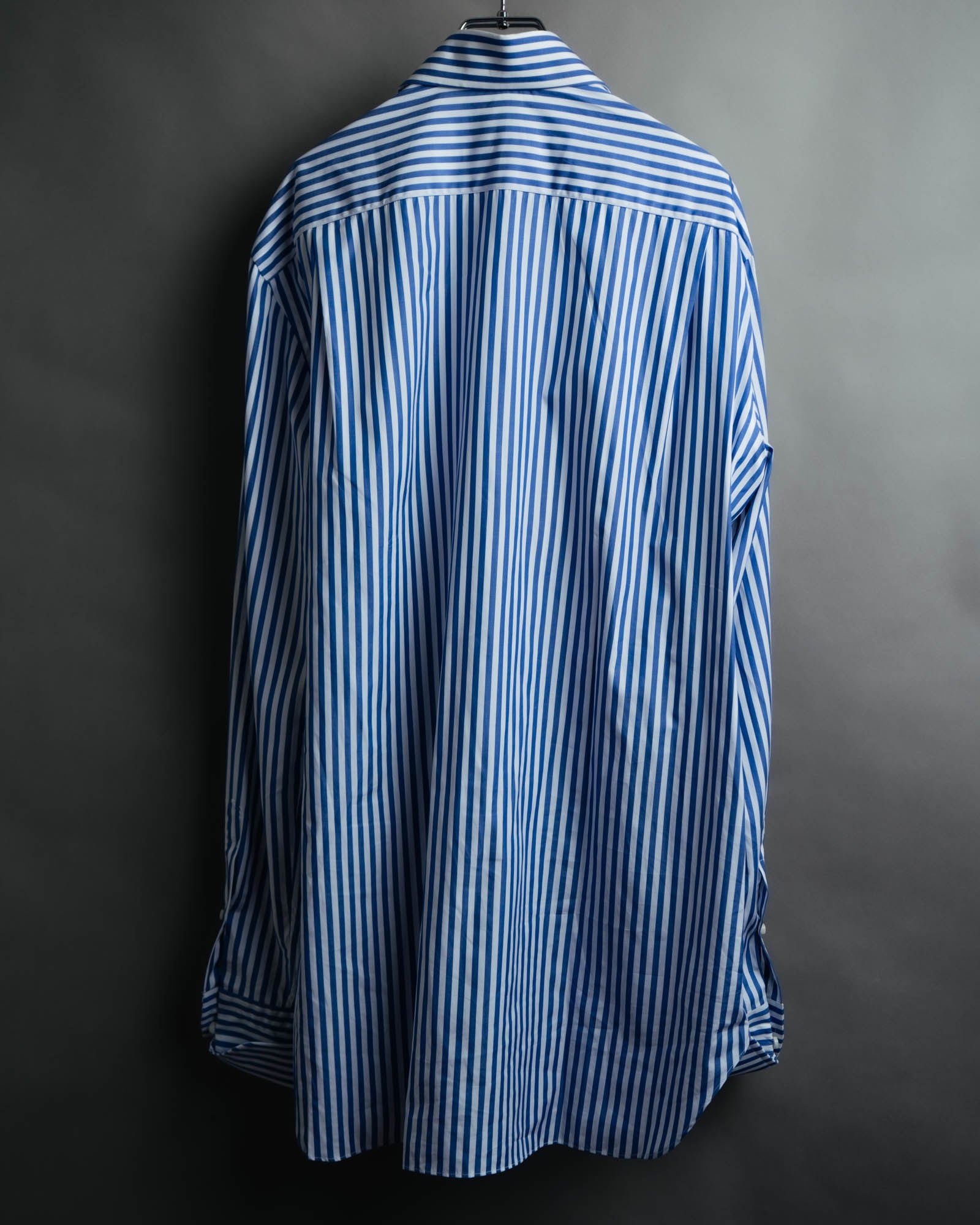 -MOOD MILLÉSIMES- 90’s-00’s vivid blue stripe wide-spread collar shirt