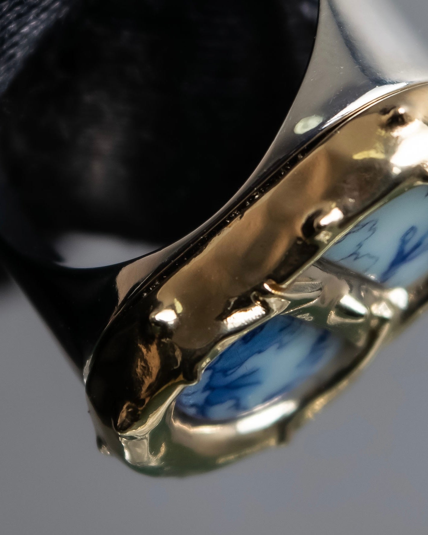 "Christian Dior" CD motif blue bloom design ring