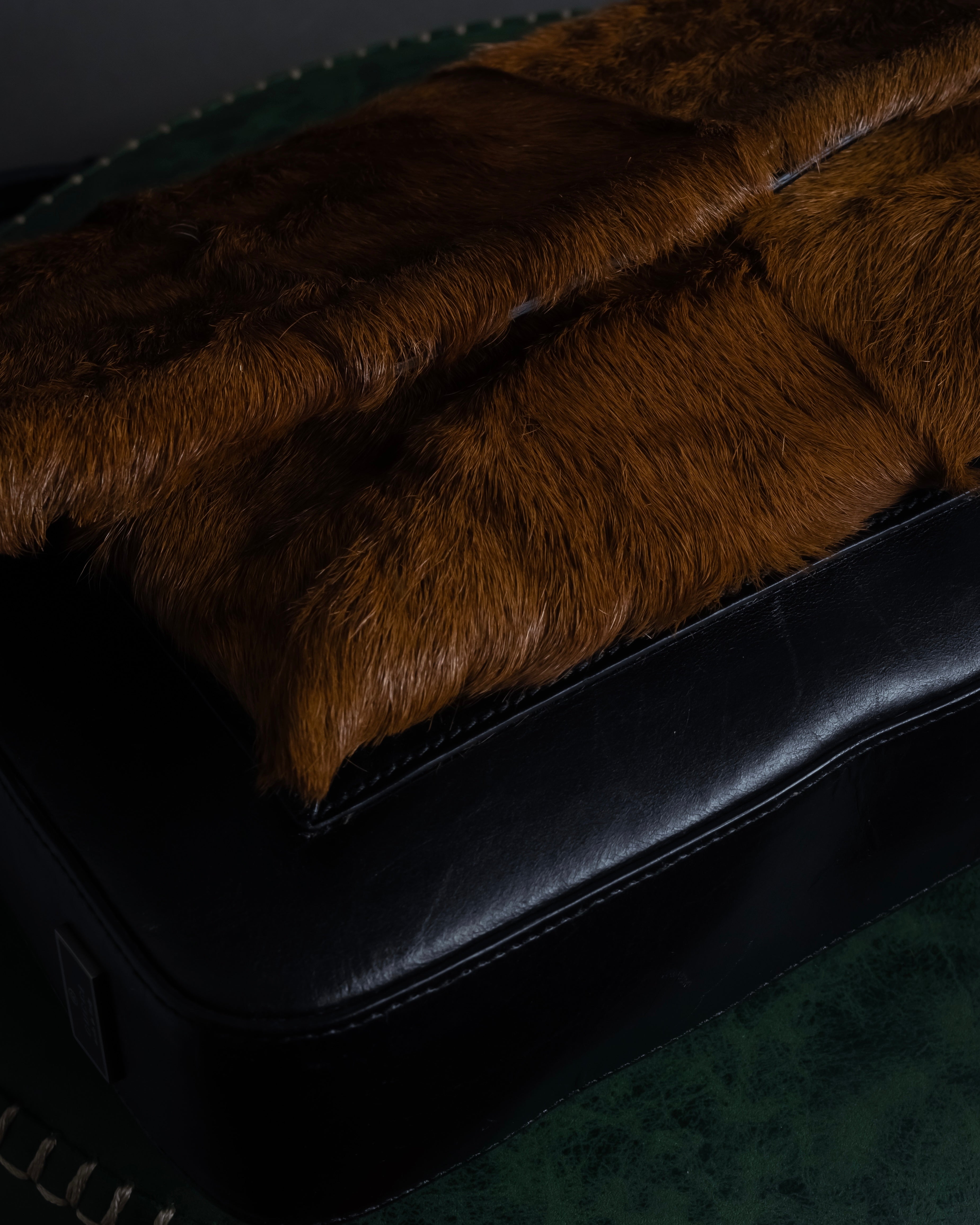 "GUCCI" Combination design hair calf leather bag