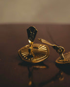 "Yves Saint Laurent" 80's-90's Sculptural black cabochon clip-on earrings