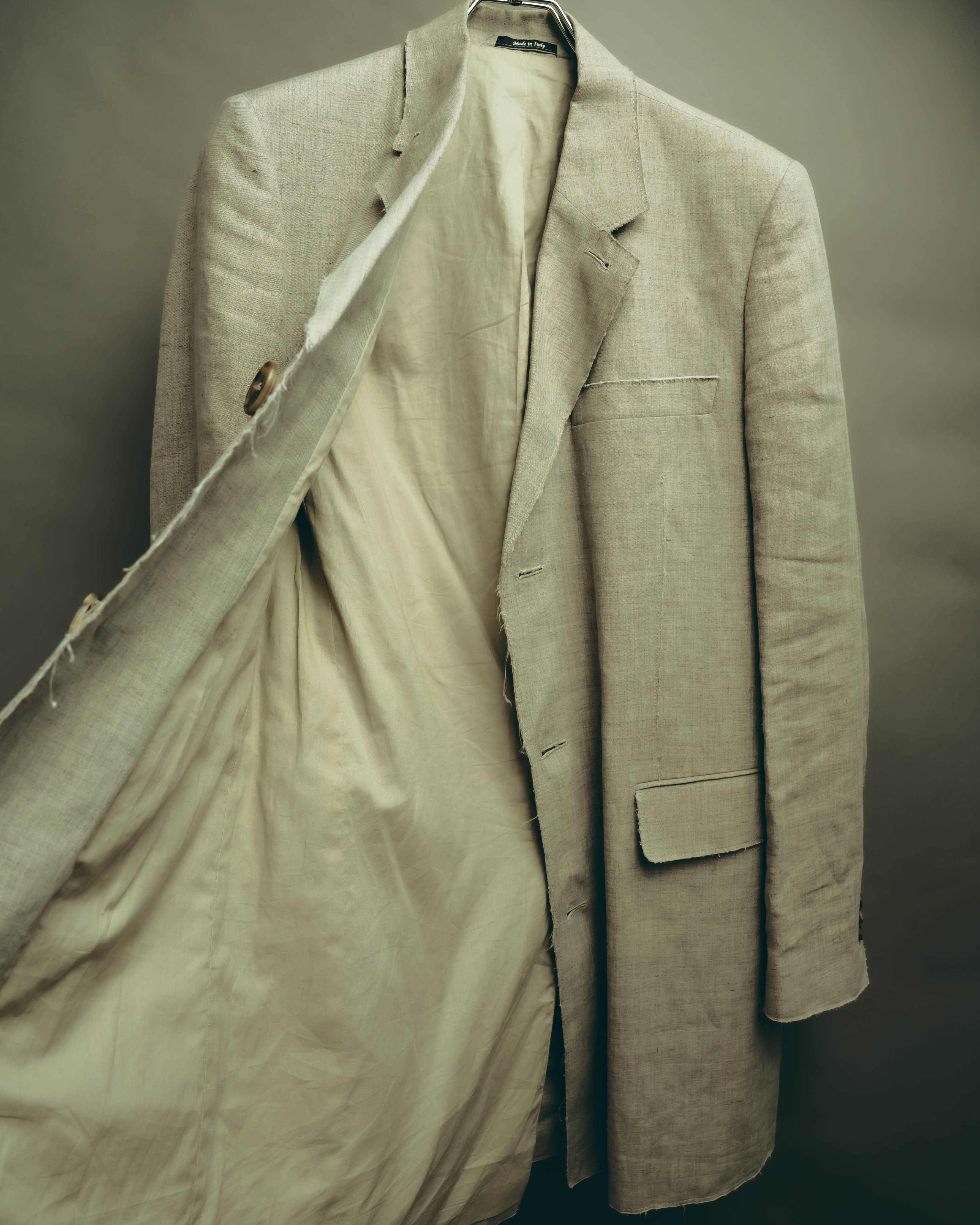 -SPECIAL- “Maison Martin Margiela” 2014SS raw-edge linen tailored jacket