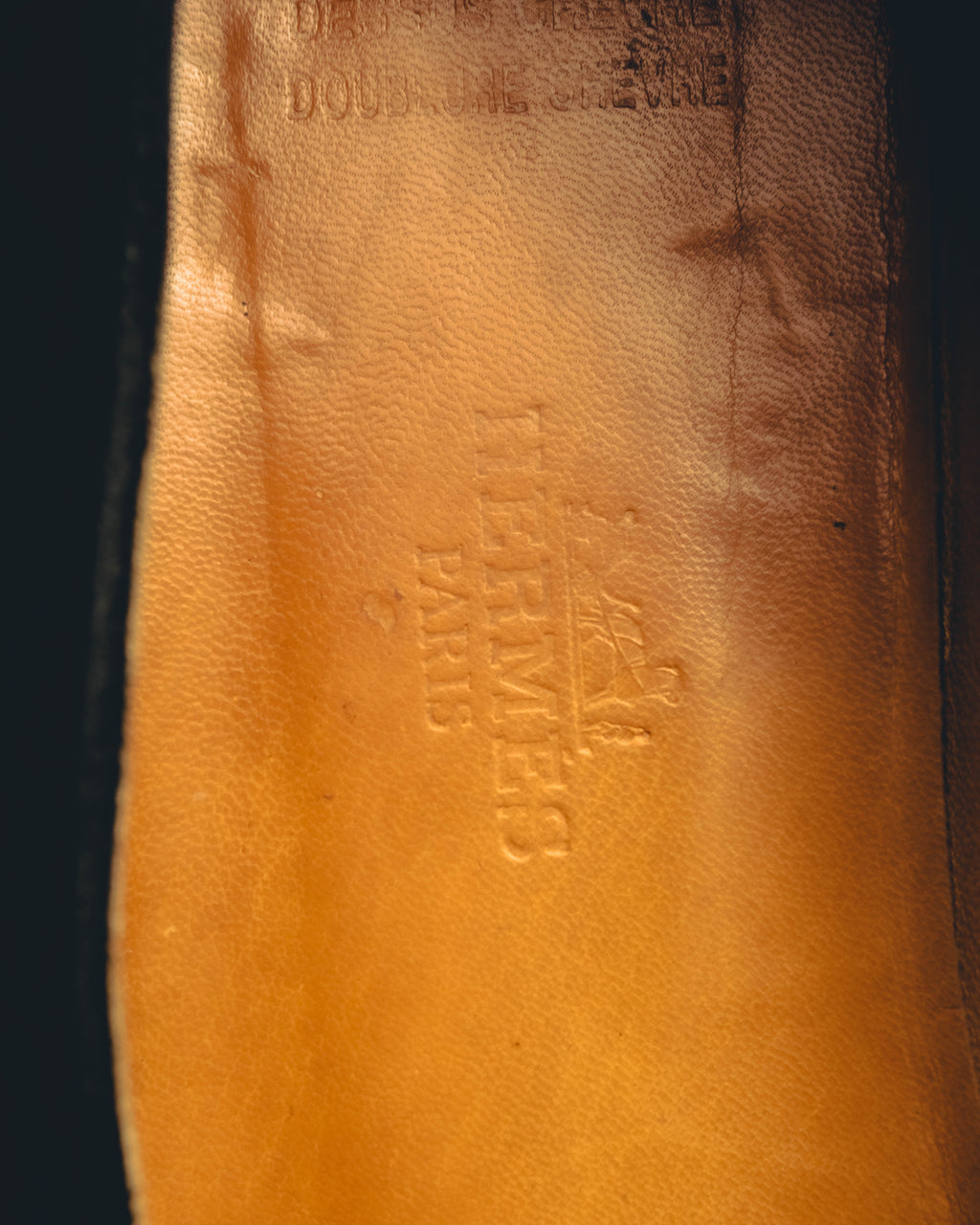 -SPECIAL- "Hermès" 80's-90's Gold embroidered suede loafers
