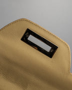 "Salvatore Ferragamo" Gancini motif greige color leather hand bag