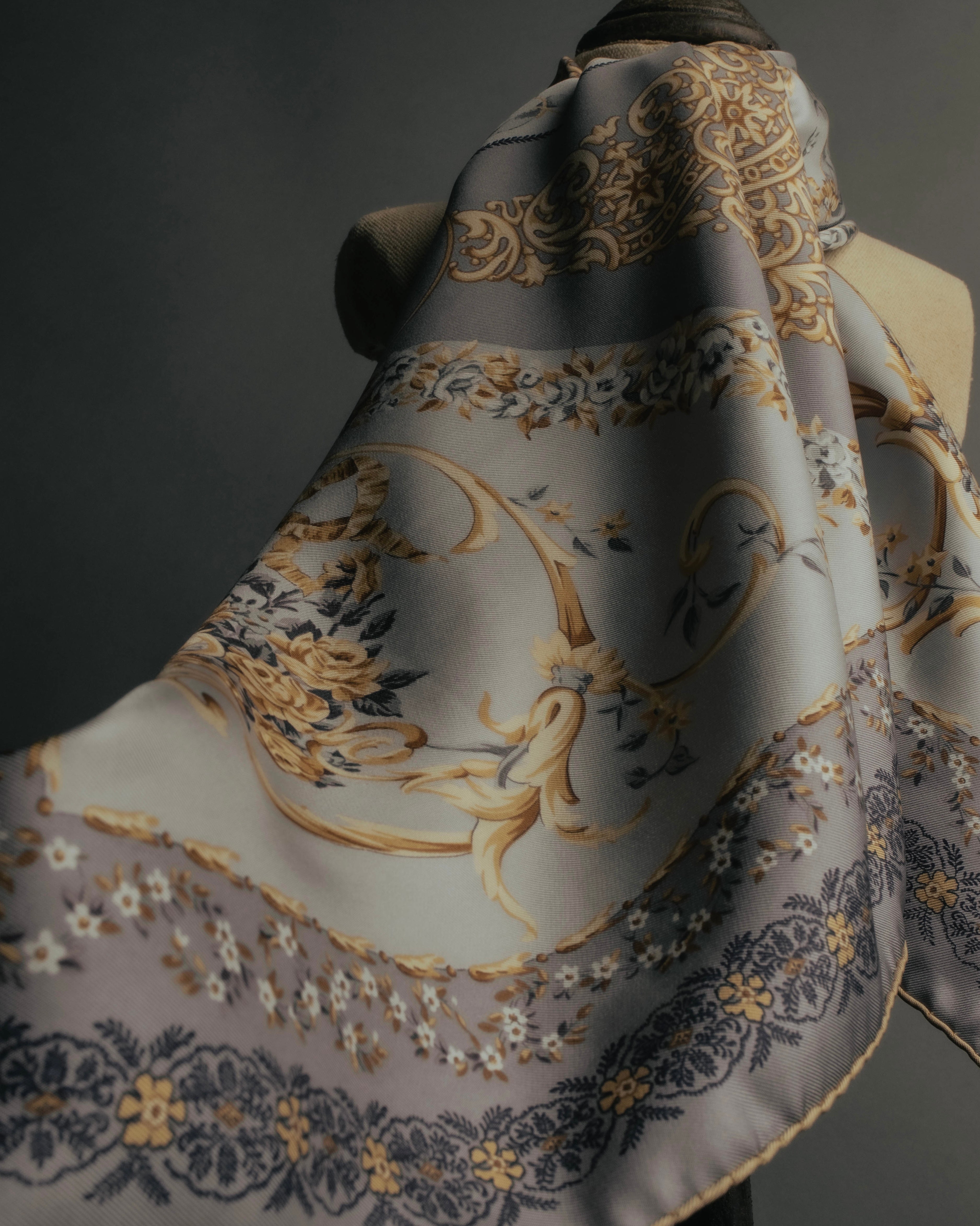 "Christian Dior" 80's-90's Elegant floral silk scarf