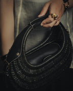 -SPECIAL- “Salvatore Ferragamo” 90’s-00’s Woven leather half moon handle bag