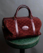 "CELINE" Triomphe motif Bordeaux color suede boston bag