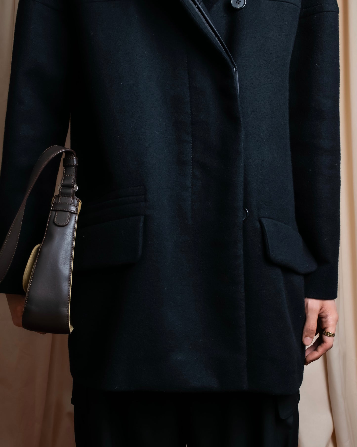 "Chloe" 2way stand collar mid length coat