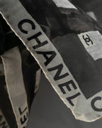 "CHANEL" Coco mark grid pattern silk scarf