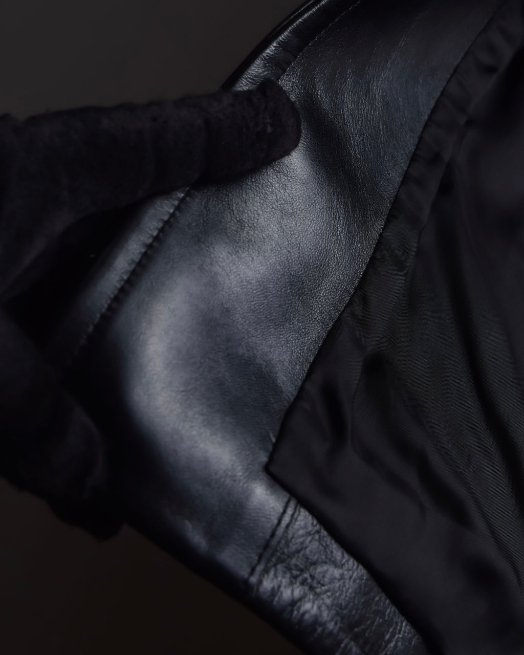 "CELINE" Front metal buckle detail leather skirt