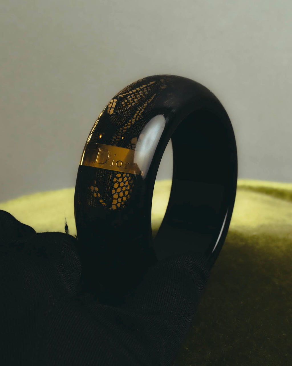 “Dior” 2002-2010 Lace embedded lucite bangle