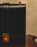 "GUCCI" 70's-80's Structured leather shoulder bag